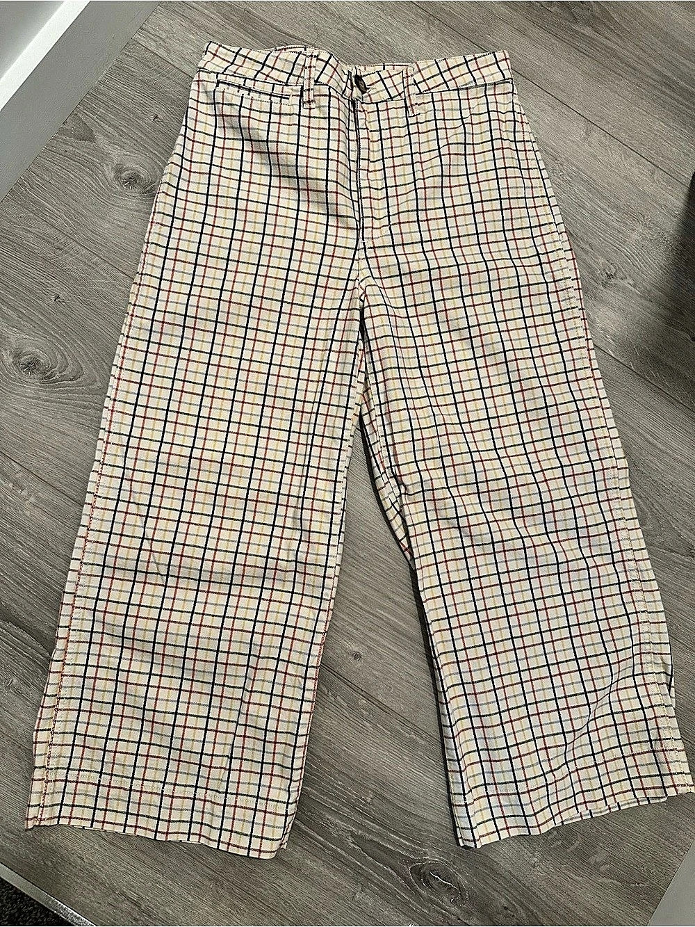 Madewell Multi-colored Checkered Crop Wide-Leg Pants